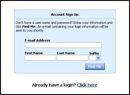 Account Sign up ACS